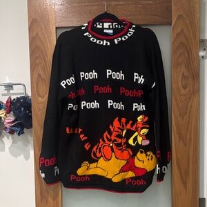 Vintage Disney Black Winnie the Pooh & Tigger Knit Sweater